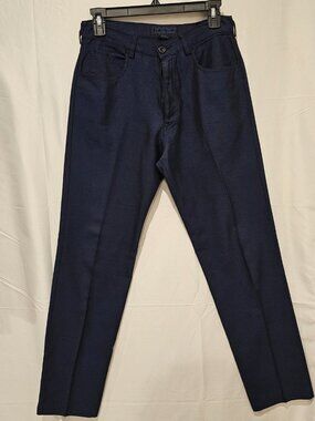 Contemporary Men's Dark Blue Shiny Pants Size 30 Slim Fit Dress Trousers